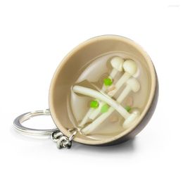 Porte-clés Simulation PVC alimentaire porte-clés faux Enoki soupe aux champignons modèle tir accessoires voiture porte-clés amusant cartable suspendu décor bijoux cadeau