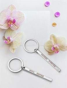 Porte-clés sœurs porte-clés cadeau Design Simple barre gravée porte-clés Vertical pour toujours pendentif carré porte-clés