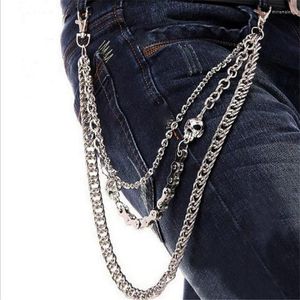 Keychains Skull Biker Link 3 Laag Taille Punk Hook broek Pant Belt Chain Heren Wallet Sieraden voor jongens