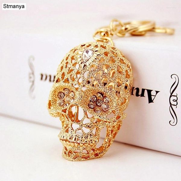 Keychains Cadena de llaves de calavera Rhinestons de alta calidad Bag Charm Cart Ring Red al por mayor K1583