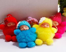 Keychains Sleeping Baby Doll Keychain Flower Bow Not Holder Sac Key Chain Chain Gifts Ring Sleutelhanger Llaveros Para Mujer Chaveiro13028668