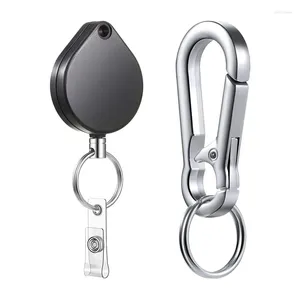 Porte-clés petits porte-badges rétractables robustes ID de bobine avec clip de ceinture porte-clés pour porte-clés de carte de nom
