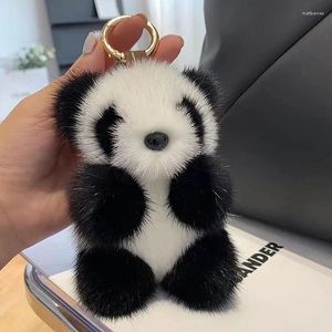 Porte-clés petit Panda en peluche pour femmes, ornements de sac, mignon, Imitation de voiture, ours, cadeau à la mode pour filles
