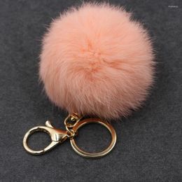Keychains Soft Artificial Fur Keychain Plush Ball Key Ring Leuke Pom Bag Charm voor vrouwen Girls Porte Clef Pompon de Fourrure