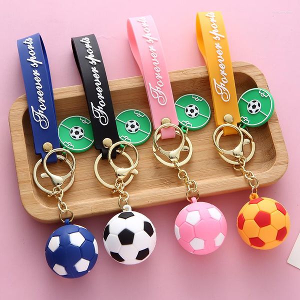 Llaveros Llaveros de fútbol de goma suave Accesorios para automóviles Llavero de motocicleta Llavero de fútbol Recuerdo de reunión deportiva estudiantil