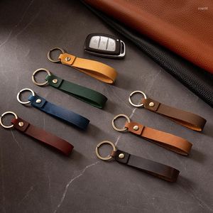 Keychains zachte slijtage-resistente koeienhuidauto sleutelhanger accessoires modeontwerp lederen paar polsband sleutelring groothandel cadeau voor vrienden