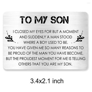 Keychains Son -geschenk van mama papa naar mijn gegraveerde metalen portemonnee -kaartinzetstukken voor mannen Inspirerende verjaardag Graduation Christmas Gifts