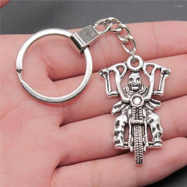 Porte-clés Souvenirs Cadeau Hommes Porte-clés Porte-clés 2 Couleurs 44x28mm Pendentif Crâne De Moto