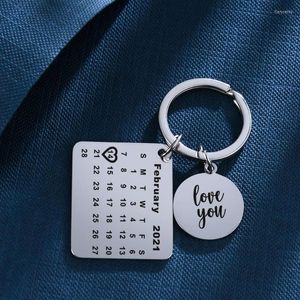 Keychains Special Date 2.14 Titanium stalen kalender Keychain Year Wedding Aniversary Memory Valentijnsdag sieraden GiftKeyChains Fier22