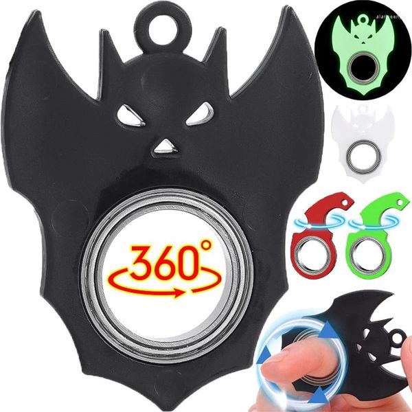 Llaveros Spinner Alivio del estrés Llavero Juguetes Creativo Luminoso Dedo Llavero Girar Cool Fingertip Spinning Key Ring Adultos Niños Regalo