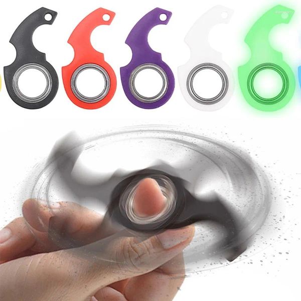 Llaveros Spinner Estrés Juguete Llavero Metal Idget Kid Fingertip Spinning Keyring Finger Fidget Ring Aliviar Ansiedad Aburrimiento Fiesta Regalo