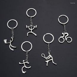 Keychains Sporty Man Bicycle Figure Keychain Football Tennis Tennis Keyring Souvenirs Creative for Bike Cycling Lover Sport Logo Chain