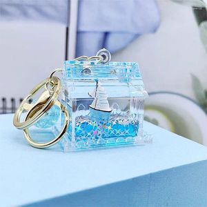 Keychains Spot Oil Marine Sailboat Floating Bottle Keychain Children Children Carbag Pendant Car Cleat Chain Chain