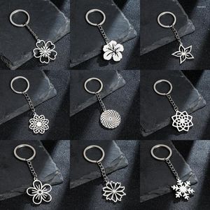 Porte-clés en acier inoxydable, pendentif à grandes fleurs, vente en gros pour filles, porte-clés de voiture, bijoux à la mode pour femmes, Llavero Coche