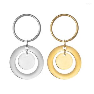 Porte-clés en acier inoxydable, cercle vierge pour graver des breloques rondes en métal poli miroir, vente en gros 10 pièces