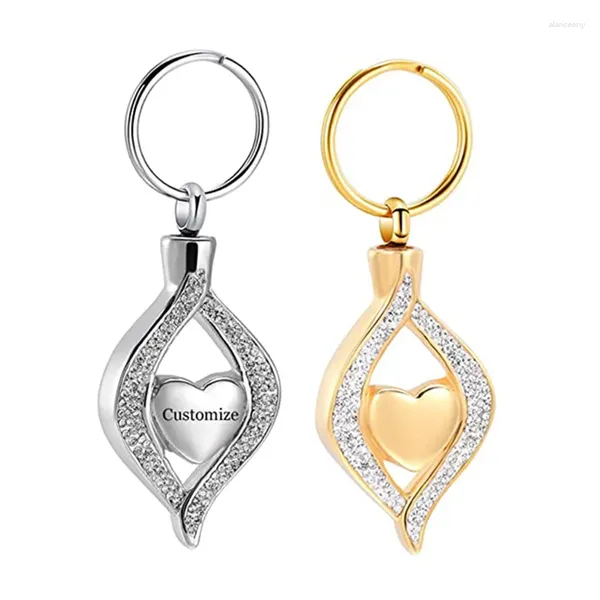 Porte-clés en acier inoxydable bijoux de crémation pour porte-cendres cristal larme coeur souvenir urne pendentif mémorial porte-clés hommes femmes
