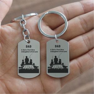 Keychains roestvrij staal vader de eerste held Key Key Chains Daughter's liefde Keychain Keyring voor vrouwen Men Girl