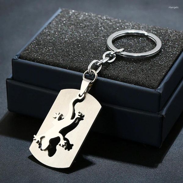 Porte-clés en acier inoxydable Gecko lézard porte-clés cadeaux porte-clés porte-clés pour femmes bijoux