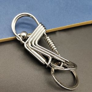 Keychains en acier inoxydable artisanat clés anneau accroché la taille de la taille mate mate clés clés de style mécanique