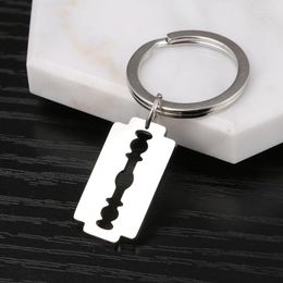 Porte-clés en acier inoxydable pour hommes, lame de couleur argent, mode pour clés de voiture, pendentif femmes hommes bijoux cadeaux amis