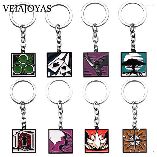 Llaveros estilo juego Rainbow Six 6 Siege Men ZERO Ace Oryx Flores Iana Nomad Aruni Cool llavero soporte Porte Clef joyería