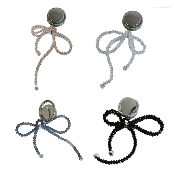 Porte-clés élégant acrylique Bowknot support de téléphone poignée pratique accessoire de perle de cristal