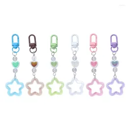 Porte-clés élégant porte-clés à la mode pentagrammes porte-clés étoile pendentif pour femmes filles coeur formes téléphone décoration 634D
