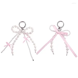 Keychains Eleging Key Chain Pearls Perls Bowknot Keyrings Butterfly Notchain For Women Girls Fitled Phone Decoration