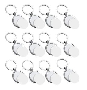 Porte-clés Sublimation porte-clés vierge rond transfert de chaleur panneau métallique porte-clés épais Po porte-clésKeychains2683459