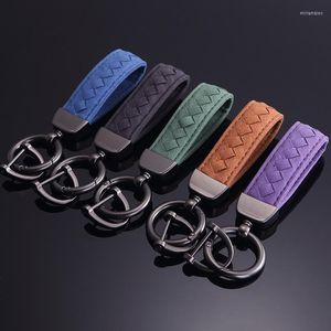 Keychains suède lederen auto sleutelhanger ring voor kia rio k2 k3 k5 k4 kx5 cerato soul forte sportage r sorento accessoires miri22