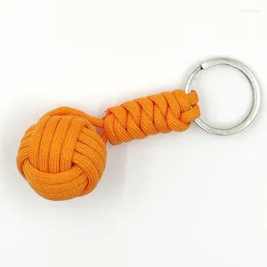 Keychains Survival Keychain Woven Corde Ball Lanyard Key Ring Mineke Fist Chains Outdoors Tool bijoux