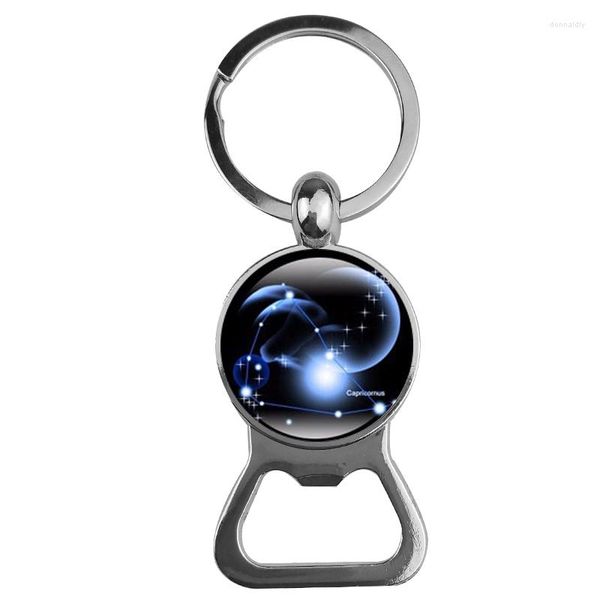 Porte-clés SUTEYI 12 Constellation signe du zodiaque verre Cabochon pendentif décapsuleur porte-clés bijoux cadeau d'anniversaire