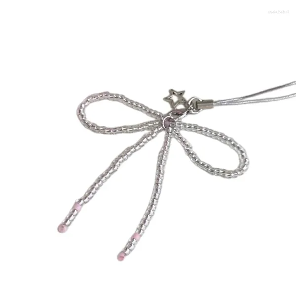 Porte-clés Sweet Cool Bowknot Star Pendentif Sangles de téléphone Lanière Y2K Poche Porte-clés Sangle