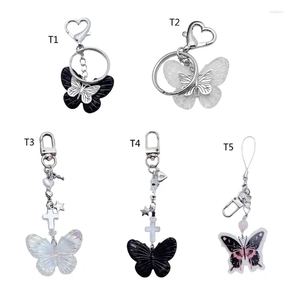 Porte-clés doux et cool papillon, pendentif Vintage, porte-clés de voiture de vacances pour femmes, ornement de sac à dos, cadeau de décoration