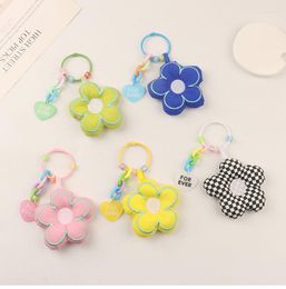 Keychains Sweet Fabric Sunflower Keychain Hanger Kleur Hart Open Ring Key Chain Accessories Women Girl Bag Car Charm Keyring Jewelry