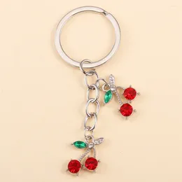Porte-clés doux brillant cristal cerise charmes porte-clés délicats fruits porte-clés pour femmes filles portefeuille voiture suspendus décor bijoux cadeaux