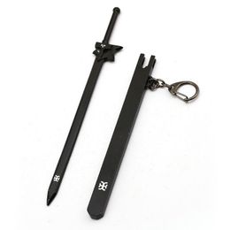 Keychains Sword Art Online Keychain Tung People Asuna Black metal Elucidator Scabbard Key Ring Women Men Anime Jewelry Chaveiro