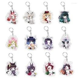 Keychains Tanjirou Nezuko Zenitsu Inosuke Giyuu Shinobu Acryliques Chaines anime périphériques bijoux pendentif cosplay accessoires de bricolage décoration