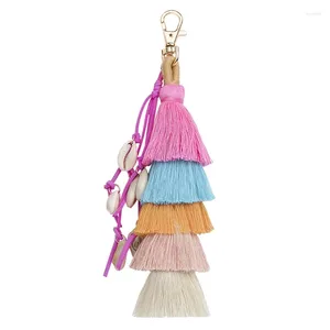 Keychains Tassel Pom Key Chain Colorful Boho Charm Ring Fashion Accessoires voor vrouwen