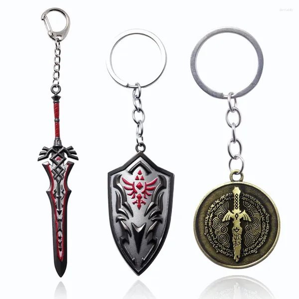 Porte-clés Larmes du Royaume Maître Épée Porte-clés Zeldas Royal Guards Bouclier Modèle Pendentif Porte-clés Collection Jouets Pour Les Fans Cadeaux