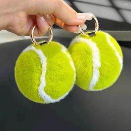 Llaveros pelota de tenis colgante de felpa juguete de peluche suave llavero esponjoso encanto mochila deportiva decoración regalo de cumpleaños