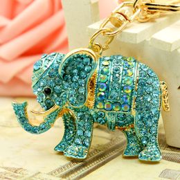 Porte-clés Thai 3D mignon émail-éléphant porte-clés artisanat porte-clés strass-cristal Animal anneau sac pendentif porte-clés bijoux