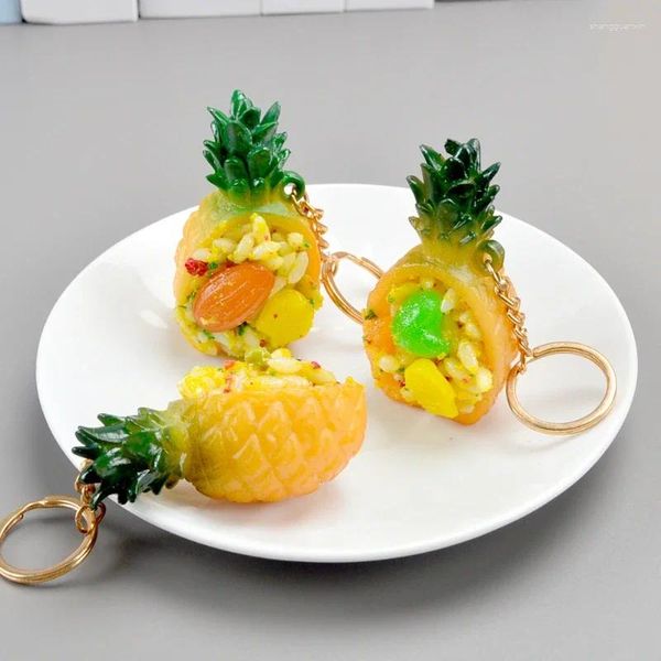 Porte-clés Thai Style Ananas Riz Frit Porte-clés Simulation Alimentaire Fruit Jouet Modèle De Voiture Sac De Téléphone Portable Pendentif Cadeau Ornement Llavero