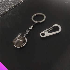 Porte-clés le porte-clés chaîne lien centre cercle rond cadre photo boîte gratuit Laser Po bijoux pendentif