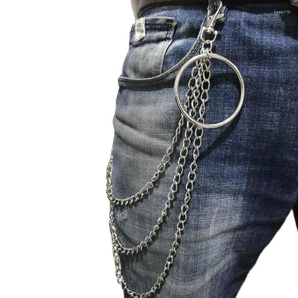 Llaveros Anillo grande de tres capas Colgante Llavero Pantalones punk Cadenas hipster Pantalón callejero Llavero HipHop Portachiavi Kpop Accesorios