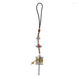 Porte-clés Tibet prière roue Spinner pour porte-clés Om Mani Padme Hum sac spirituel porte-clés