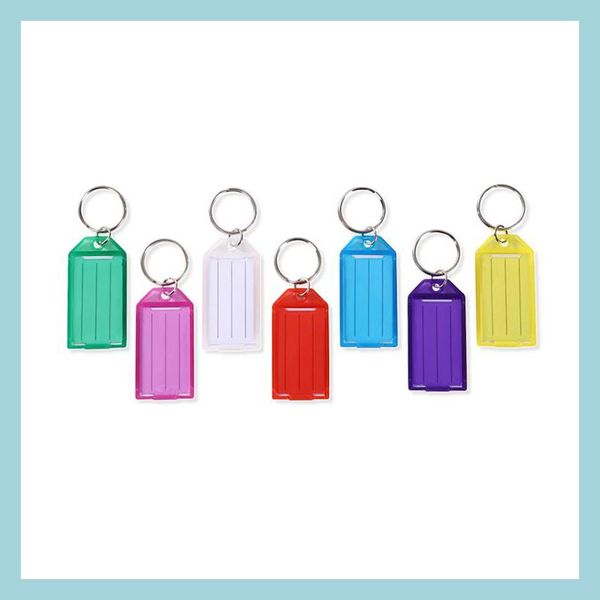 Porte-clés Porte-clés en plastique résistant avec étiquette à anneau fendu Fenêtre Id Lage Tag Porte-clés Nom Mti Couleurs Drop Delivery 2021 Fashion Accessor Dhbs9