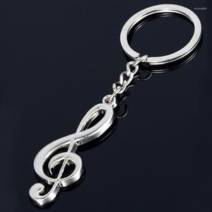 Keychains trendy muzieknoot hanger metal ketting zilveren kleur voor mannen auto cadeau souvenirs sleutelringen sieraden accessoires
