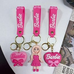 Porte-clés tendance rose Barbie en Silicone, Kawaii, figurine d'amour, mignon, bijoux à la mode, porte-clés pour femmes, accessoires cadeaux