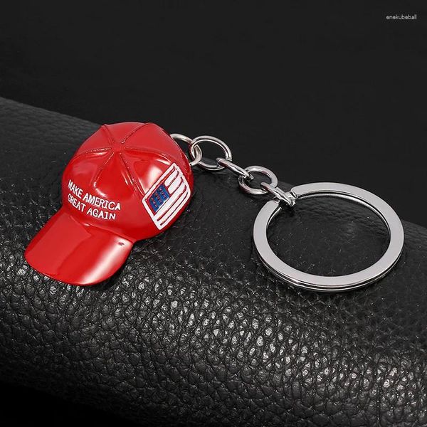 Keychains Trump Red Hat Pendant Keychain American Flag Rendre l'Amérique America à nouveau à nouveau Metal Key Chain for Men Mesh Cap Car Ring Jewelry